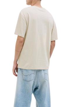 Camiseta Jack and Jones Porto bege para homem.