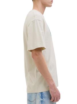 Camiseta Jack and Jones Porto bege para homem.