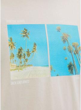 Camiseta Jack and Jones Porto bege para homem.