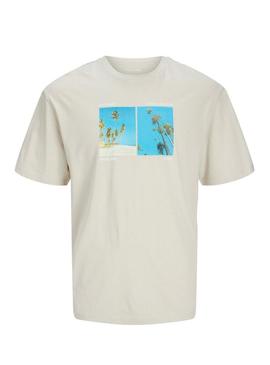 Camiseta Jack and Jones Porto bege para homem.