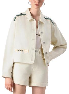 Jaqueta de ganga Zarzu bege para mulher.