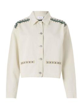 Jaqueta de ganga Zarzu bege para mulher.