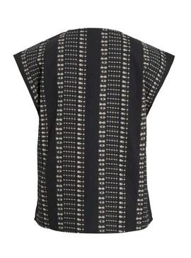 Top Vila Savila preto de babado de mulher 