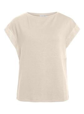 Camisa Vila Vibilea bege para mulher.