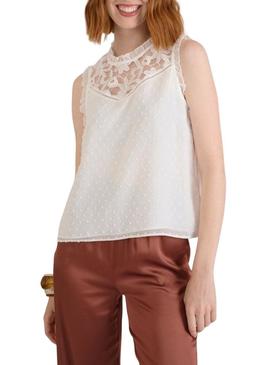 Blusa Naf Naf Plumeti branca para mulher.