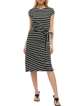 Vestido Vila Vipompia listras preto para mulher.