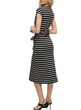 Vestido Vila Vipompia listras preto para mulher.