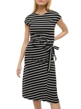 Vestido Vila Vipompia listras preto para mulher.