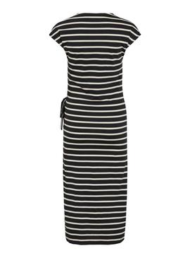 Vestido Vila Vipompia listras preto para mulher.
