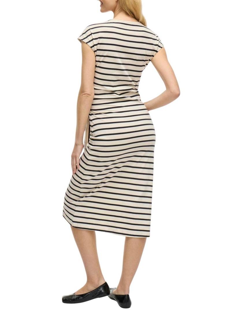 Vestido Vila Vipompia listrado branco para mulher