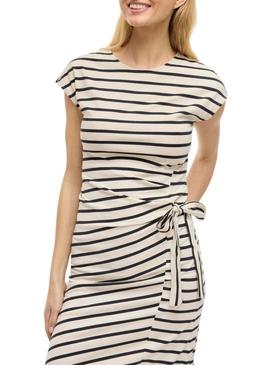 Vestido Vila Vipompia listrado branco para mulher