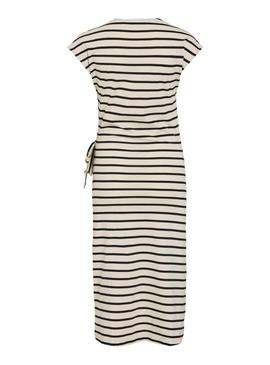 Vestido Vila Vipompia listrado branco para mulher