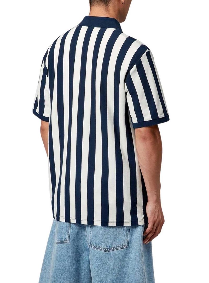 Camisa polo Carhartt Boyton azul e branco para homem.