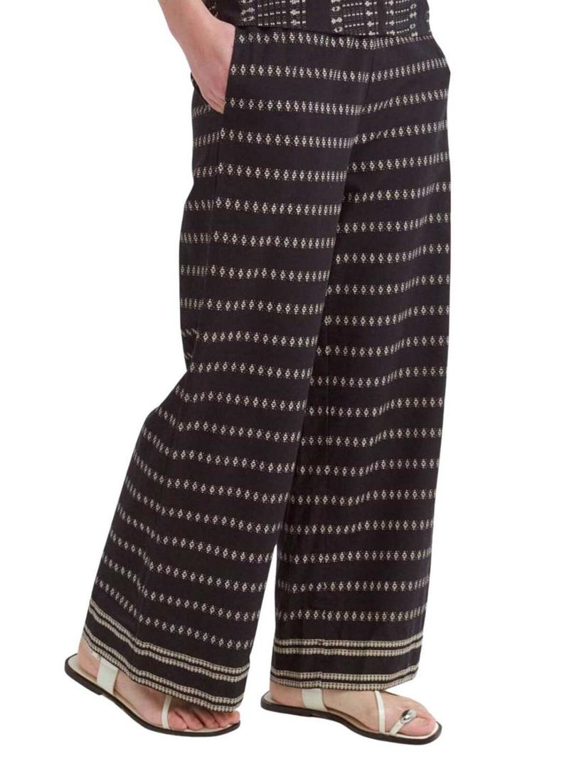 Calça estampada preta Vila Visavila para mulher.