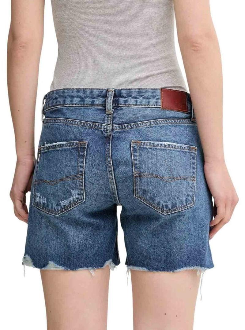 Bermudas Pepe Jeans em jeans escuro desgastado para mulher.