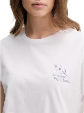 Camiseta Pepe Jeans Virginia branca para mulher.