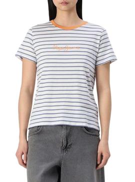 Camiseta Pepe Jeans Elba listrada azul para mulher
