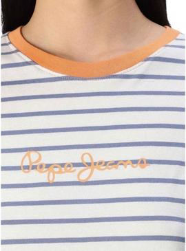 Camiseta Pepe Jeans Elba listrada azul para mulher