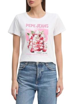 Camiseta Pepe Jeans Ryoko branca para mulher.