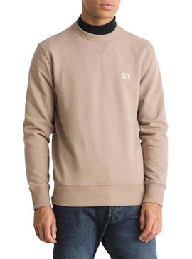 Moletom marrom Calvin Klein Label para homem.