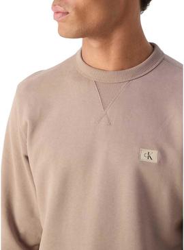 Moletom marrom Calvin Klein Label para homem.