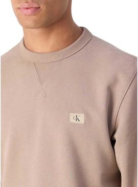 Moletom marrom Calvin Klein Label para homem.