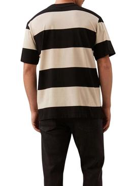 Camisa Calvin Klein Label listrada para homem.