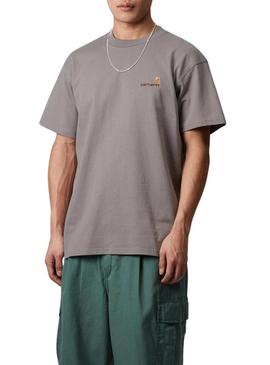 Camisa Carhartt American Script cinza para homem.