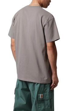 Camisa Carhartt American Script cinza para homem.