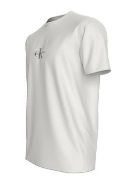 Camiseta Calvin Klein Jeans Monologo branca para mulher.