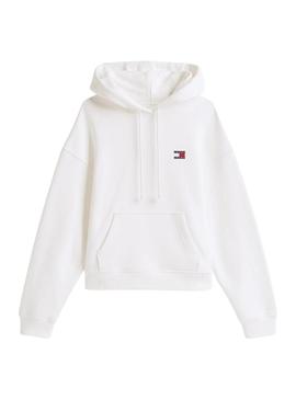 Moletom Tommy Jeans Badge branco para mulher.