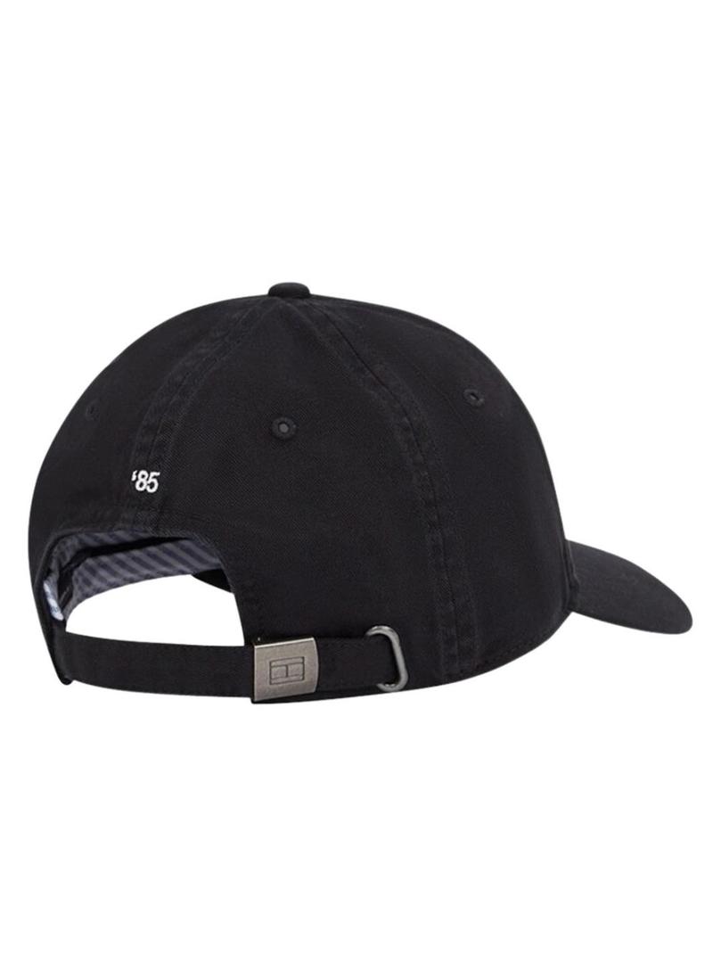 Boné Tommy Hilfiger Flag Soft preto para homem.