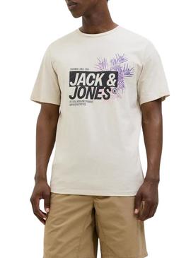 Camiseta Jack and Jones Jaxon bege para homem.