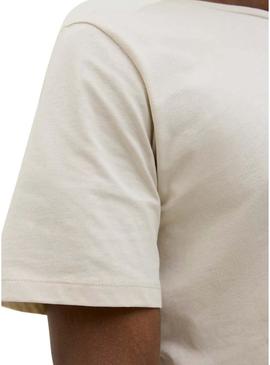 Camiseta Jack and Jones Jaxon bege para homem.