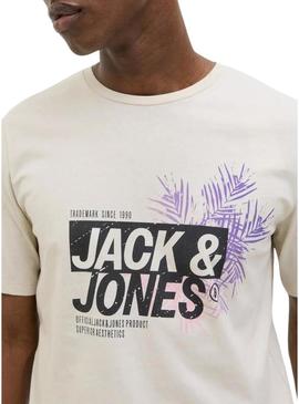 Camiseta Jack and Jones Jaxon bege para homem.