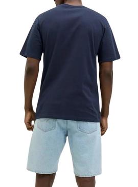 Camisa Jack and Jones Jaxon azul marino para homens.