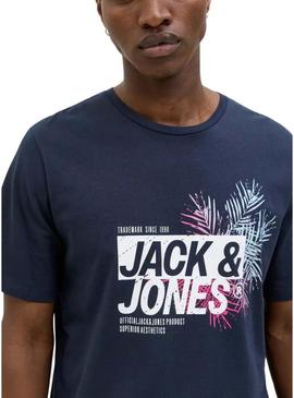 Camisa Jack and Jones Jaxon azul marino para homens.