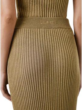 Saia Pepe Jeans Celia dourada para mulher.