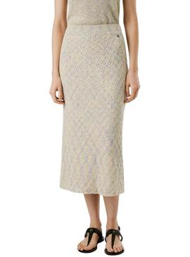 Saia Pepe Jeans Claire bege para mulher