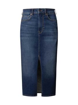 Saia Pepe Jeans denim midi para mulher.