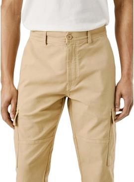 Calça Pepe Jeans Cargo bege para homem.