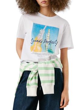 Camiseta Pepe Jeans Angel branca para mulher.