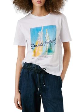 Camiseta Pepe Jeans Angel branca para mulher.