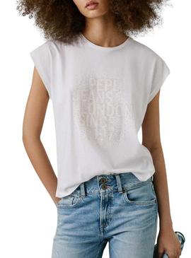 Camiseta Pepe Jeans Aza branca para mulher.