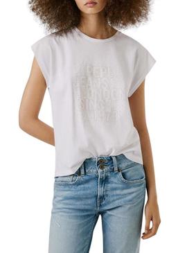 Camiseta Pepe Jeans Aza branca para mulher.