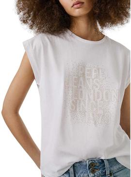 Camiseta Pepe Jeans Aza branca para mulher.