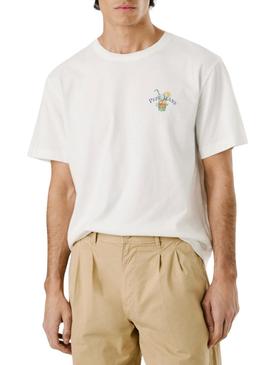 Camiseta Pepe Jeans Tate branca para homem.