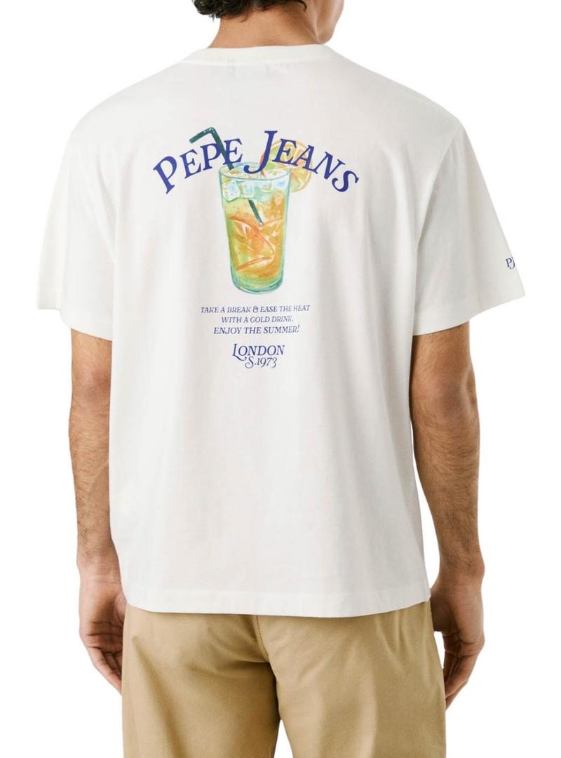 Camiseta Pepe Jeans Tate branca para homem.