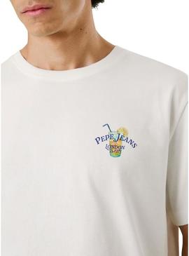 Camiseta Pepe Jeans Tate branca para homem.