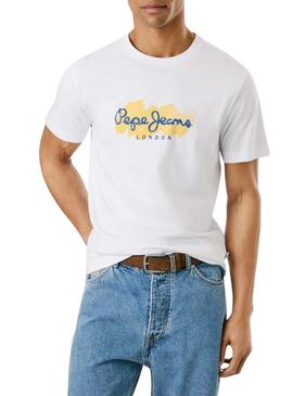 Camiseta Pepe Jeans Milton branca para homem.